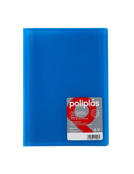 Carpeta 30 Fundas   Poliplás Traslúcidos A4 Azul