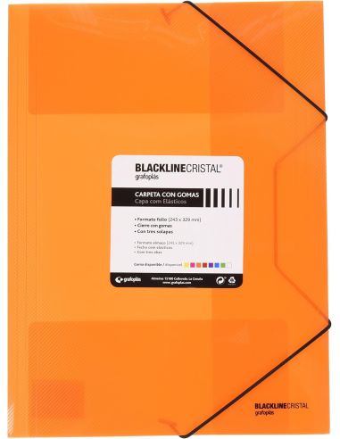 Carpeta Gomas Folio Pp Blackline Naranja