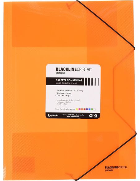 Carpeta Gomas Folio Pp Blackline Naranja