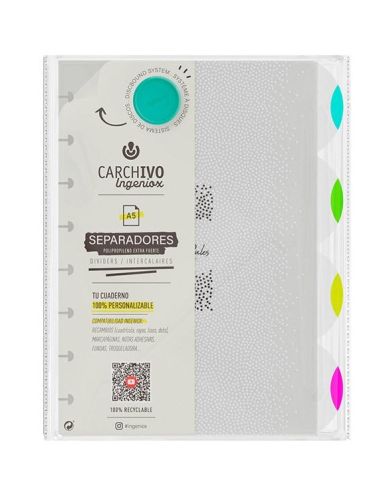 Separadores Ingeniox A5 Pp Trans/Neon 4 Posiciones
