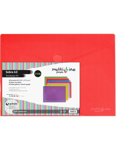 Sobre velcro a3 rojo polipropileno multiline