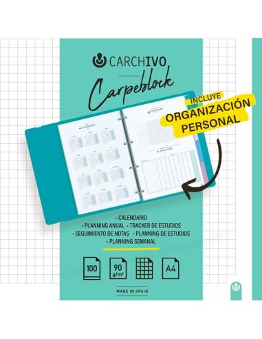 Recambio Carchivo 100H A4 Papel 90 Gr C/ Bonus Carpeblocks