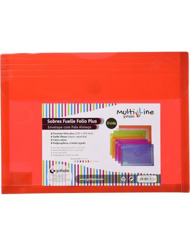Sobre Polipropileno Multi Folio Plus Rojo