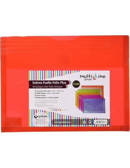 Sobre Polipropileno Multi Folio Plus Rojo