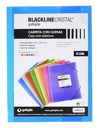 Carpeta Gomas Folio Pp Blackline Azul