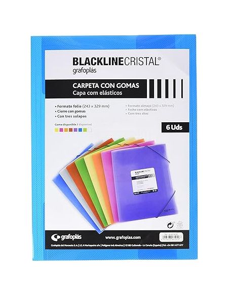 Carpeta Gomas Folio Pp Blackline Azul