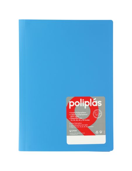 Carpeta 30 Fundas   Poliplás Opacos A4 Azul Cielo