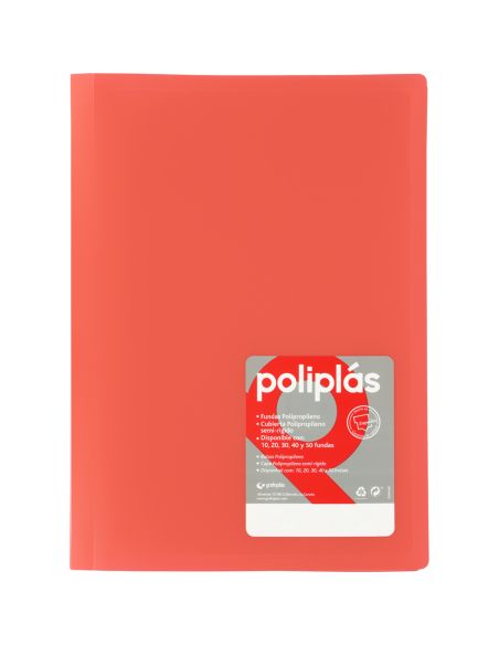 Carpeta 20 Fundas   Poliplás Opacos A4 Coral