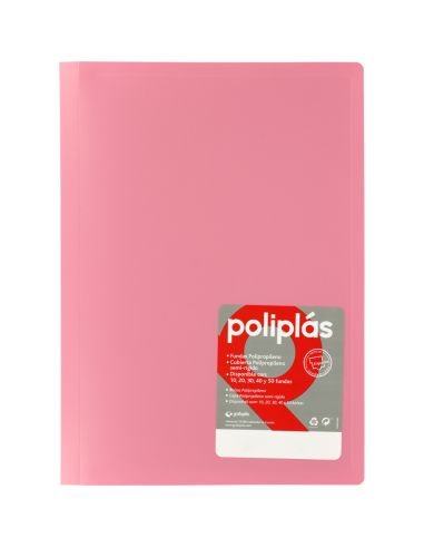 Carpeta 20 Fundas   Poliplás Opacos A4 Rosa