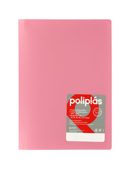 Carpeta 20 Fundas   Poliplás Opacos A4 Rosa