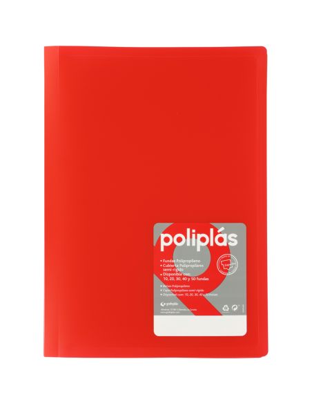Carpeta 20 Fundas Poliplás Opacos A4 Rojo