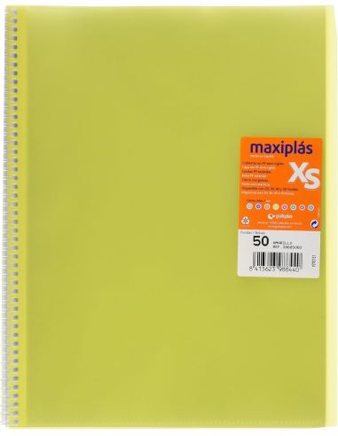 Carpeta 50 Fundas Espiral Maxiplás Pp Xs A4 Amarillo