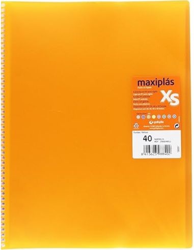 Carpeta 50 Fundas Espiral Maxiplás Pp Xs A4 Naranja