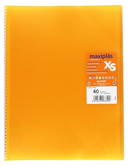 Carpeta 50 Fundas Espiral Maxiplás Pp Xs A4 Naranja