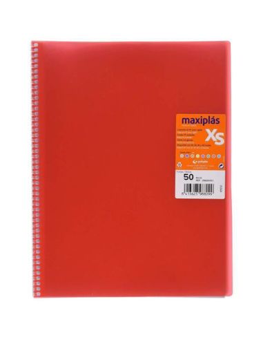 Carpeta 50 Fundas Espiral Maxiplás Pp Xs A4 Rojo