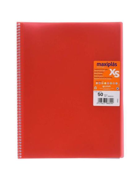 Carpeta 50 Fundas Espiral Maxiplás Pp Xs A4 Rojo