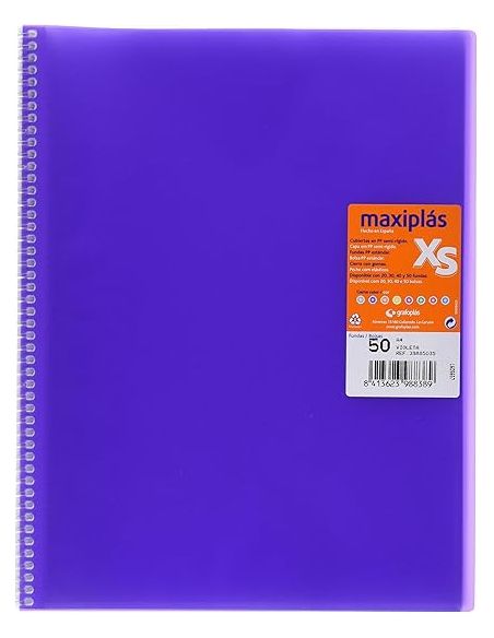 Carpeta 50 Fundas Espiral Maxiplás Pp Xs A4 Violeta