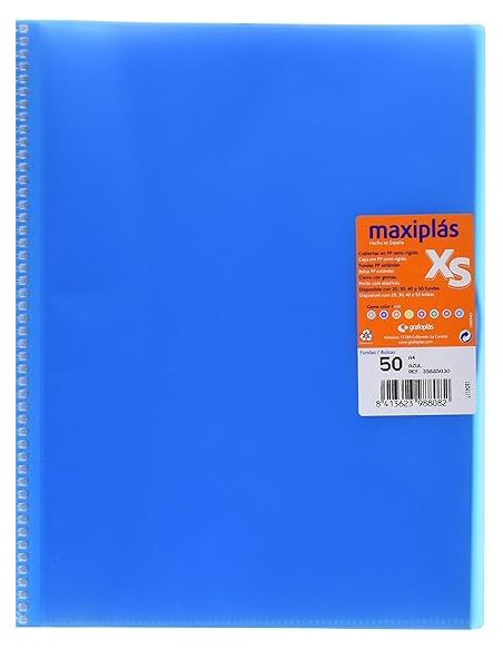 Carpeta 50 Fundas Espiral Maxiplás Pp Xs A4 Azul