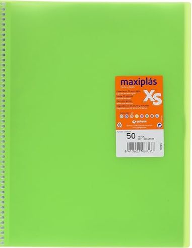 Carpeta 50 Fundas Espiral Maxiplás Pp Xs A4 Verde
