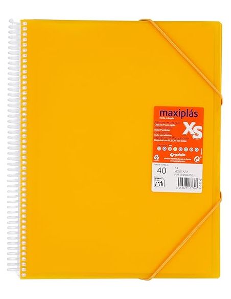 Carpeta 40 Fundas Espiral Maxiplás Pp Xs A4 Mostaza