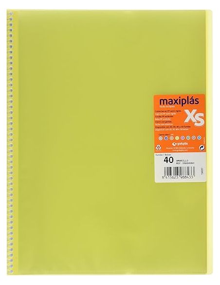 Carpeta 40 Fundas Espiral Maxiplás Pp Xs A4 Amarillo