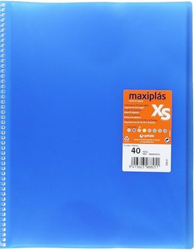 Carpeta 40 Fundas Espiral Maxiplás Pp Xs A4 Azul