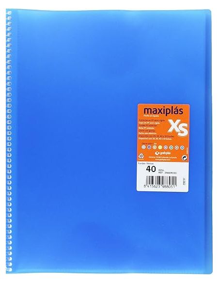 Carpeta 40 Fundas Espiral Maxiplás Pp Xs A4 Azul