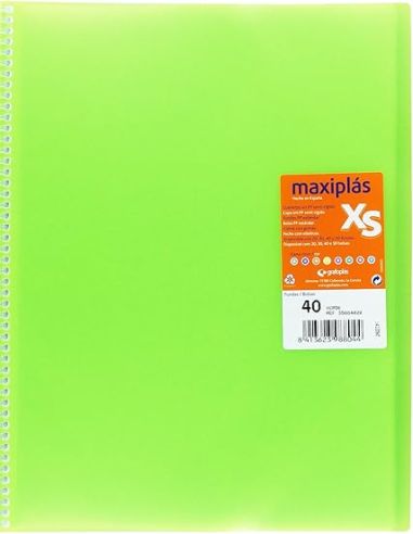 Carpeta 40 Fundas Espiral Maxiplás Pp Xs A4 Verde