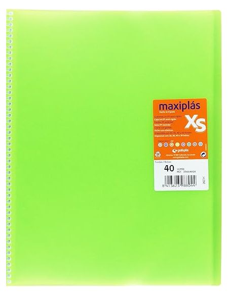 Carpeta 40 Fundas Espiral Maxiplás Pp Xs A4 Verde