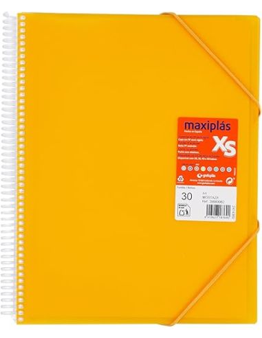 Carpeta 30 Fundas Espiral Maxiplás Pp Xs A4 Mostaza