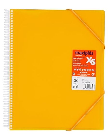 Carpeta 30 Fundas Espiral Maxiplás Pp Xs A4 Mostaza
