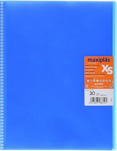 Carpeta 30 Fundas Espiral Maxiplás Pp Xs A4 Azul