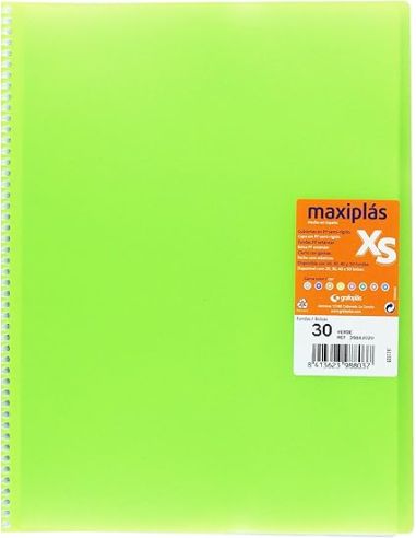 Carpeta 30 Fundas Espiral Maxiplás Pp Xs A4 Verde