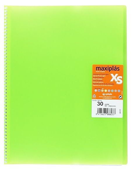Carpeta 30 Fundas Espiral Maxiplás Pp Xs A4 Verde