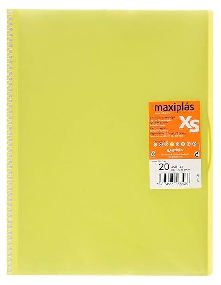 Carpeta 20 Fundas Espiral Maxiplás Pp Xs A4 Amarillo