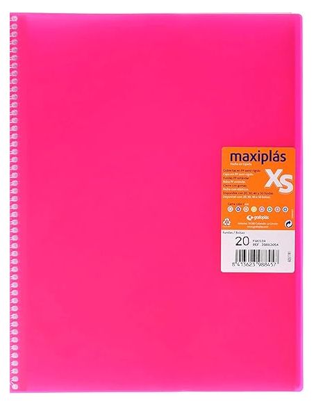 Carpeta 20 Fundas Espiral Maxiplás Pp Xs A4 Fucsia