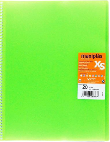 Carpeta 20 Fundas Espiral Maxiplás Pp Xs A4 Verde