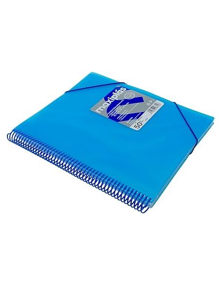 Carpeta 60 Fundas Espiral Maxiplás Pp Traslúcidos Con Sobre A4 Azul