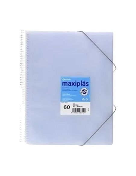 Carpeta 60 Fundas Espiral Maxiplás Pp Traslúcidos Con Sobre A4 Incoloro