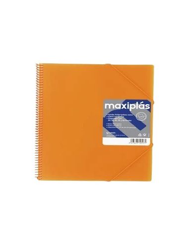 Carpeta 50 Fundas Espiral Maxiplás Pp Traslúcidos Con Sobre A4 Naranja
