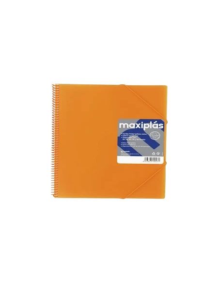 Carpeta 50 Fundas Espiral Maxiplás Pp Traslúcidos Con Sobre A4 Naranja
