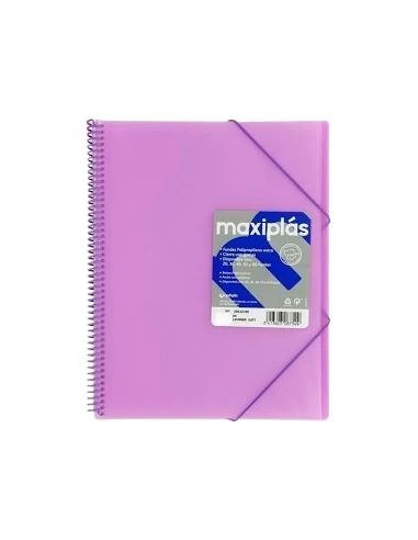 Carpeta 40 Fundas Espiral Maxiplás Pp Traslúcidos Con Sobre A4 Violeta
