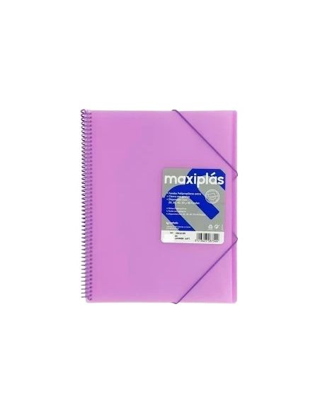 Carpeta 40 Fundas Espiral Maxiplás Pp Traslúcidos Con Sobre A4 Violeta