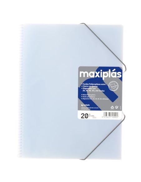 Carpeta 20 Fundas Espiral Maxiplás Pp Traslúcidos Con Sobre A4 Incoloro