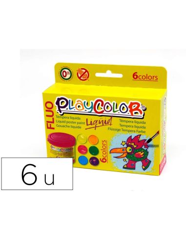 Tempera Liquida Playcolor Liquid Fluo 40 Ml Caja 6 Unidades Colores Surtidos