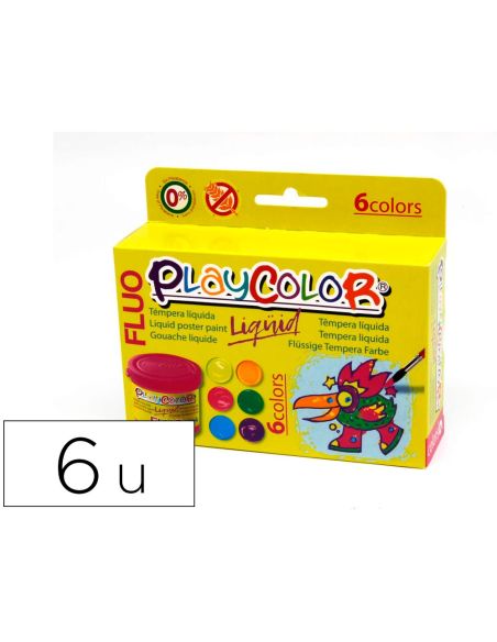 Tempera Liquida Playcolor Liquid Fluo 40 Ml Caja 6 Unidades Colores Surtidos