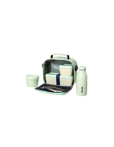 Bolsa Isotérmica Porta Alimentos Con 3 Recipientes (3,5 L) Serie 1918, Verde