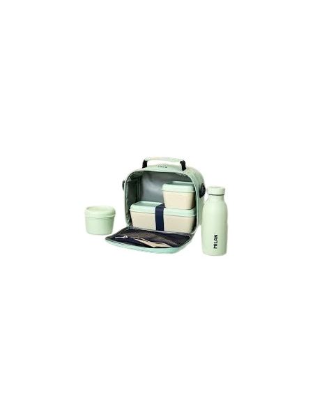 Bolsa Isotérmica Porta Alimentos Con 3 Recipientes (3,5 L) Serie 1918, Verde