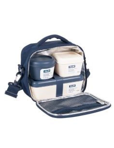 Bolsa Isotérmica Porta Alimentos Con 3 Recipientes (3,5 L) Serie 1918, Azul Marino