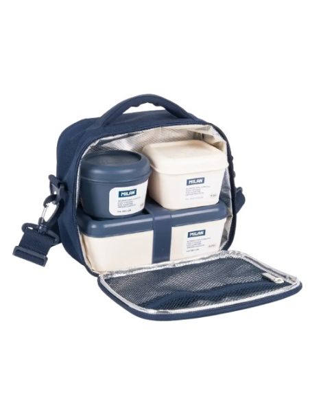 Bolsa Isotérmica Porta Alimentos Con 3 Recipientes (3,5 L) Serie 1918, Azul Marino